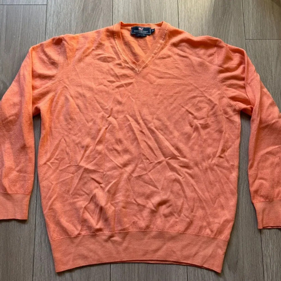 Vineyard Vines Men’s XL Extra Fine Merino V-Neck Sweater Orange - Picture 1 of 10